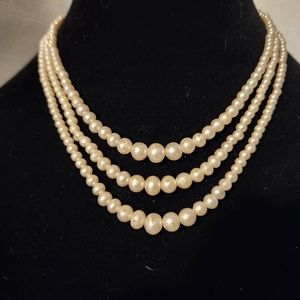 Vintage 3-strand faux pearls